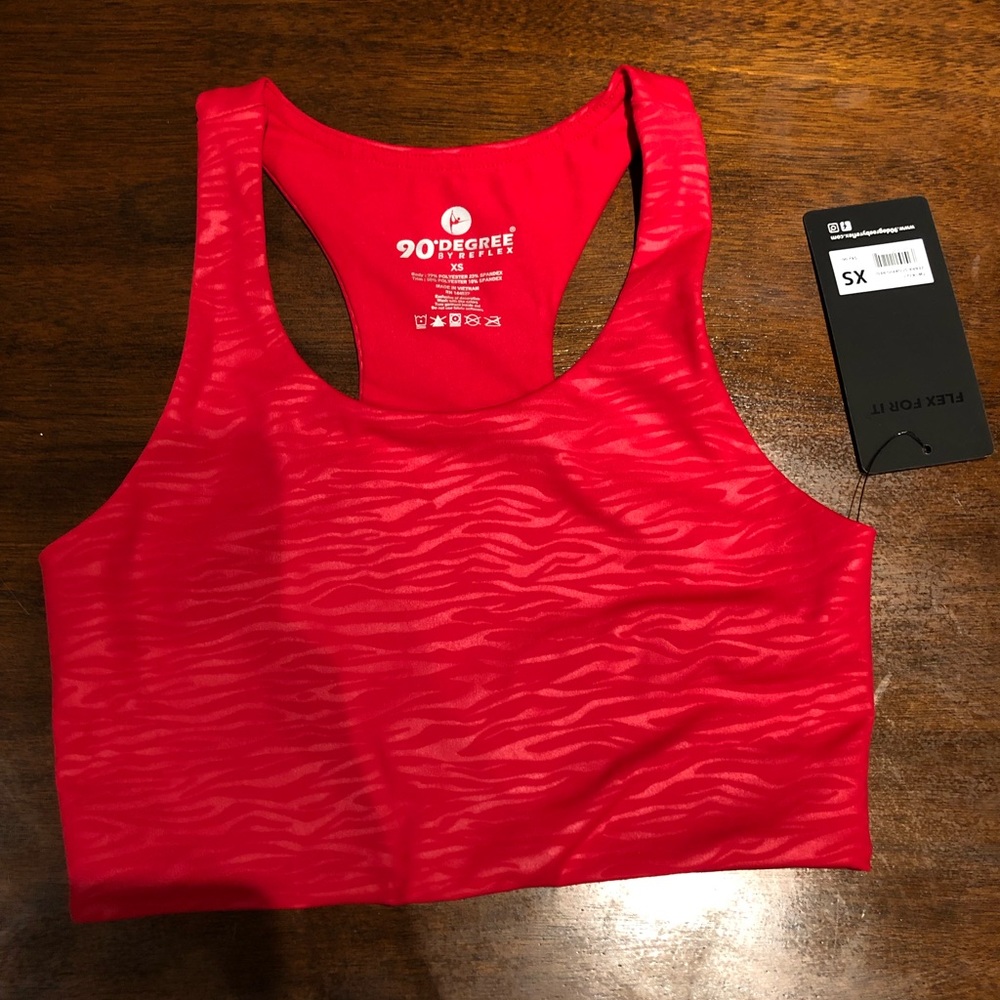 NWT 90 degrees by Reflex Red Zebra Print Sports Bra
